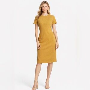 Pamela Dennis Vintage Mustard Yellow Sheath Midi Dress Made in USA